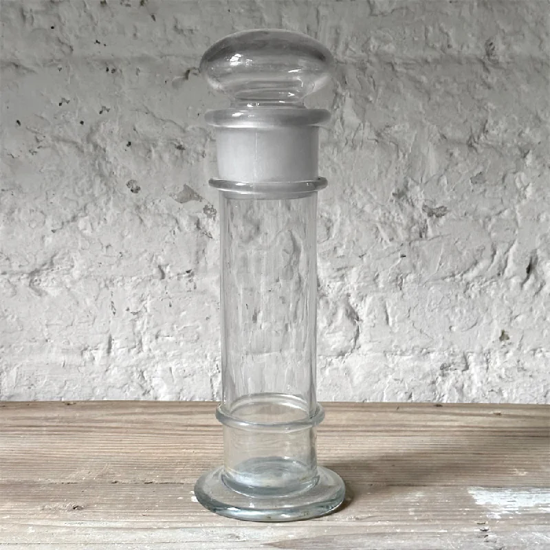 19th Century French Narrow Glass Jar with Topper (C)