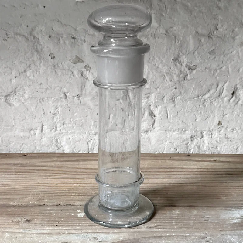 19th Century French Narrow Glass Jar with Stopper (A)