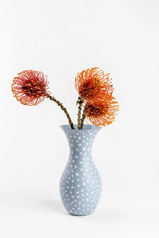 Broad Curved Vase | Sky Blue with White Stars