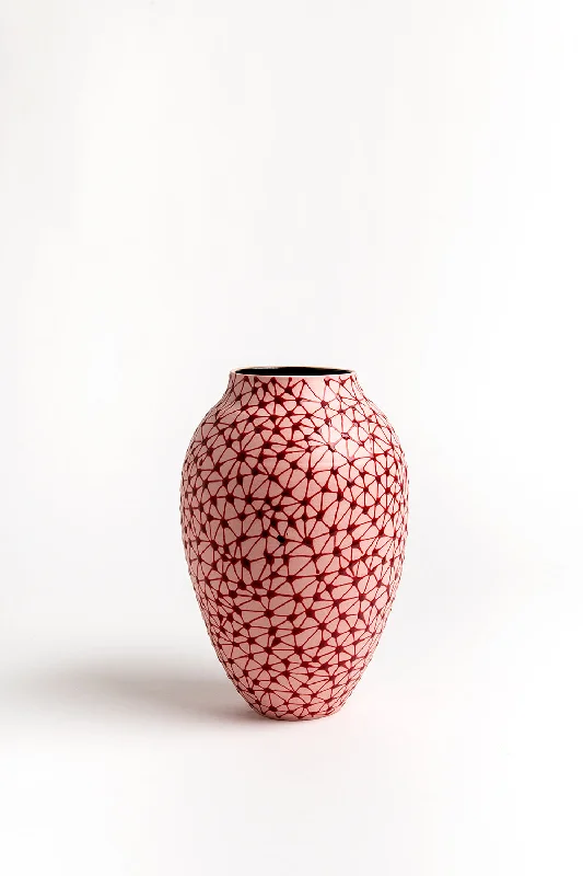 Pottery Vase | Pink with Red Stars