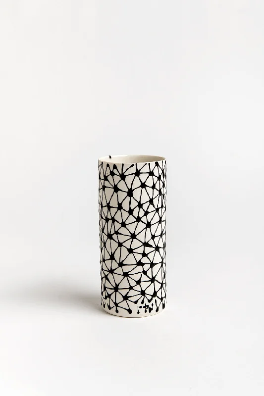 Cylinder Vase | White with Black Stars