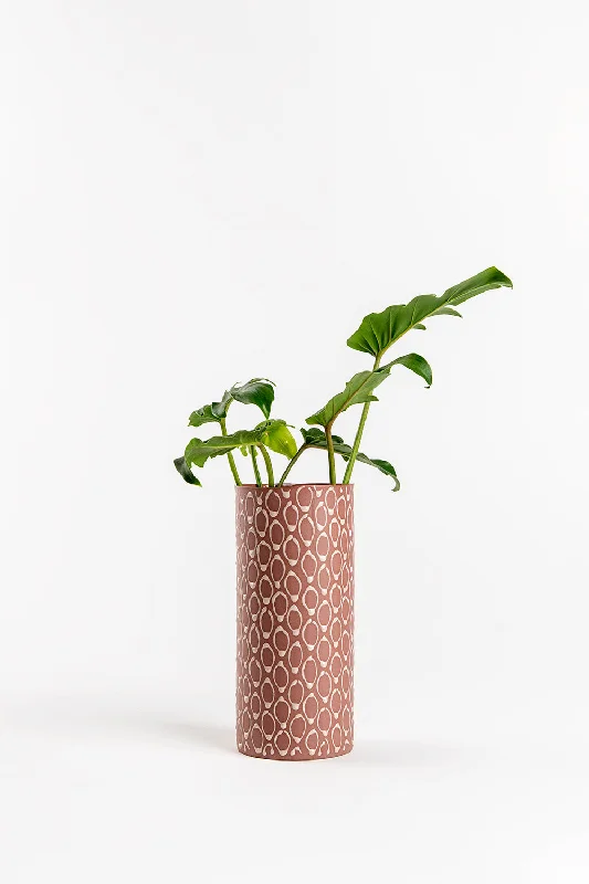 Cylinder Vase | Indian red with Cream Loops