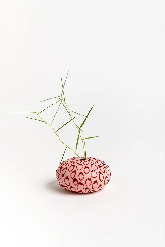 Flat Mini Vase | Pink with Red Loops