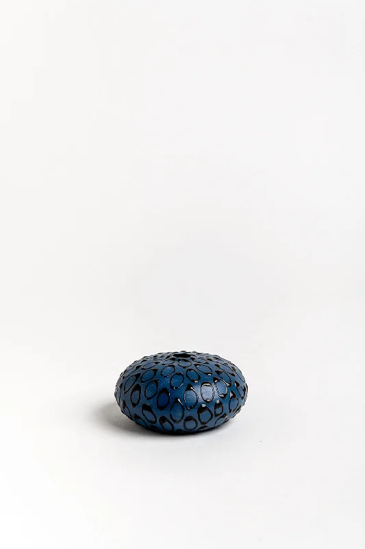 Flat Mini Vase | Morocco Blue with Black Loops