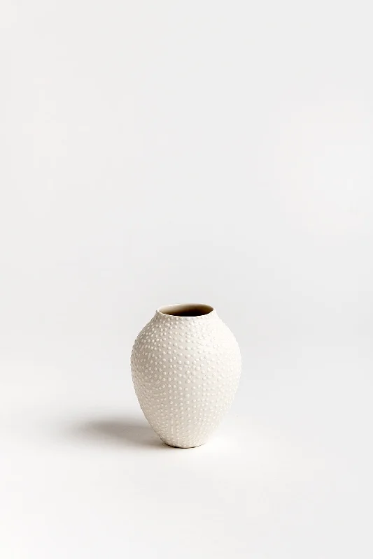 Mini Vase | White with White Dots