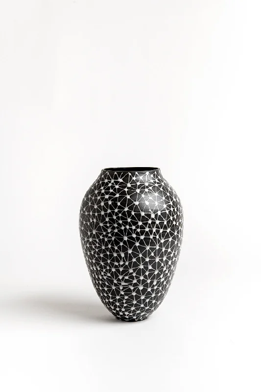 Pottery Vase | Black with White Stars