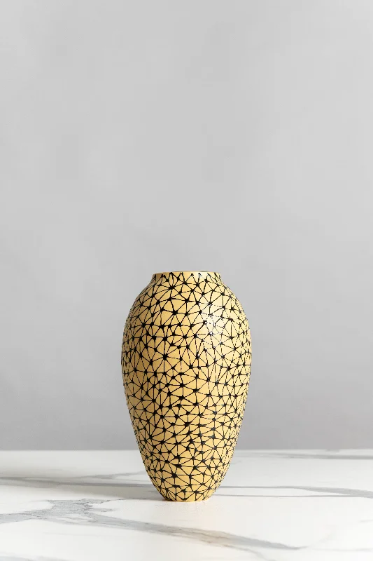 Pottery Vase | Yellow with Black Stars