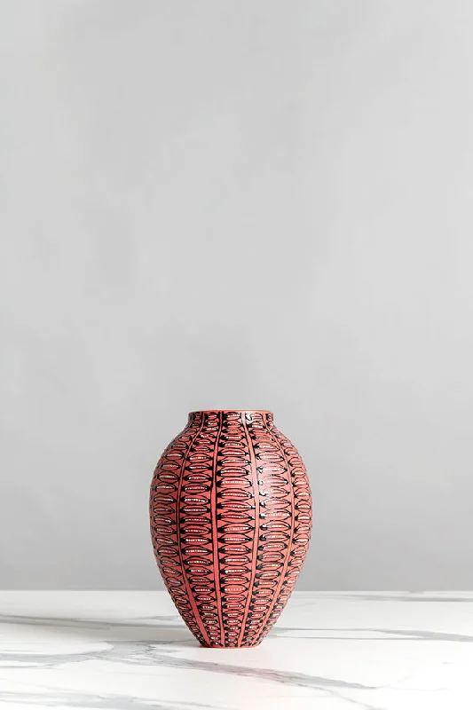 Pottery Vase | Red with Black Eyes & White Dots