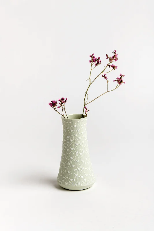 Tall Mini Vase | Mint Green with White Loops