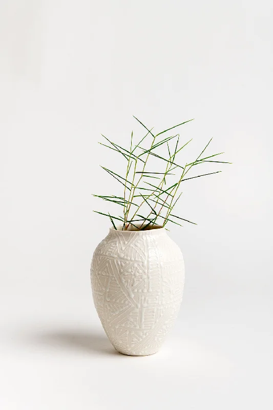 Vase | White with White Oriental