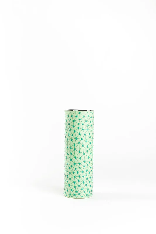 Cylinder Vase | Pistachio Green with Green Stars