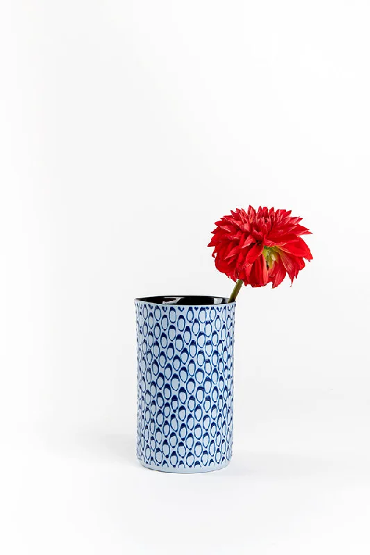 Cylinder Vase | Sky Blue with Blue Loops