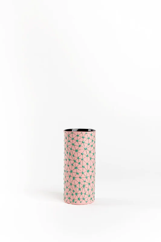 Cylinder Vase | Pink with Green Stars