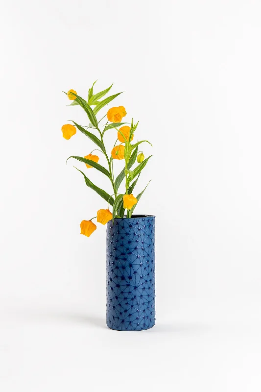 Cylinder Vase | Morocco Blue with Blue Stars