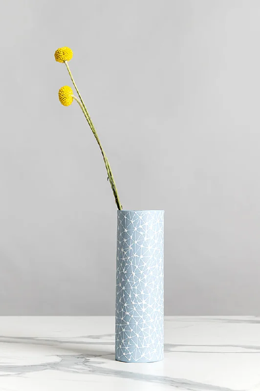 Cylinder Vase | Sky Blue with White Stars