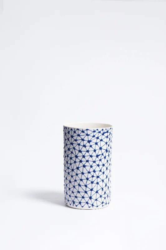 Cylinder Vase | White with Blue Stars