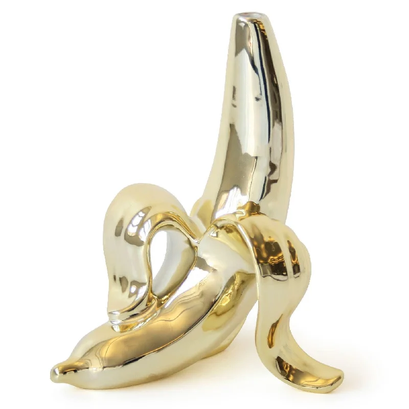 Jonathan Adler | Banana Bud Vase Gold Porcelain W: 5 in H: 6 in