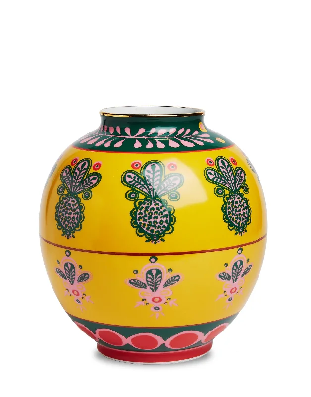 La Double J | Bubble Vase | Porcelain | Pineapple Giallo | 21.5x23 cm