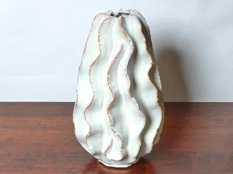 Large Ceramic Ruffle Vase