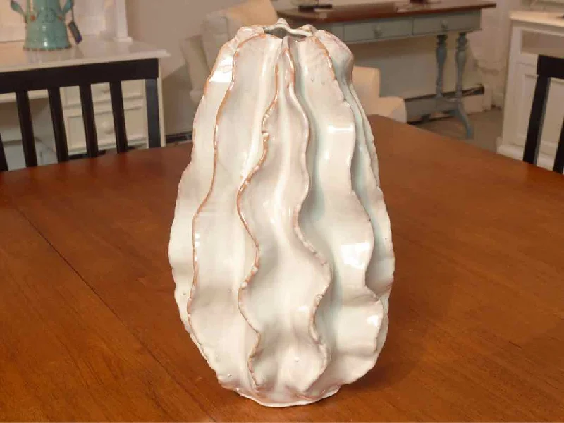 Large Ceramic Ruffle Vase