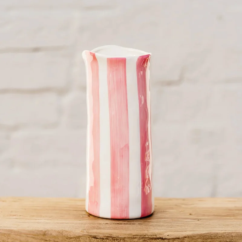 Medium Pink Stripe Ceramic Vase