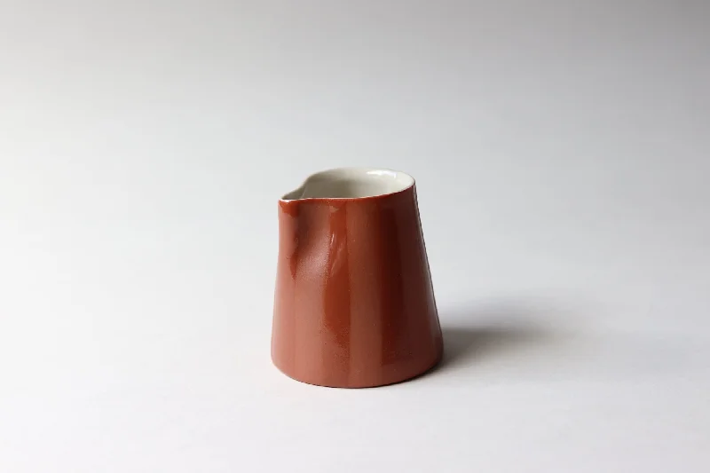 Mini Creamer with Glazed Stripes - Terra Cotta