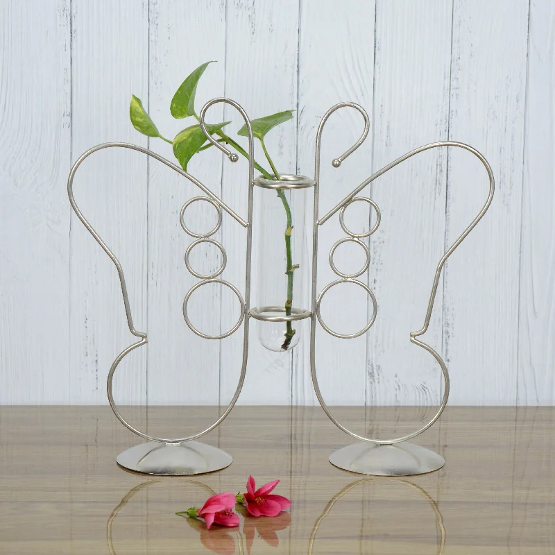 Fluttering Silver Bud Vase Planter