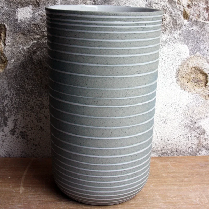 Vase, Stone Blue w/ glazed stripes (large)