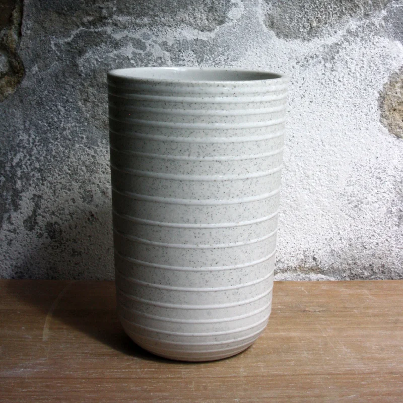 Vase, Light Stone Grey w/ glazed stripes (medium)