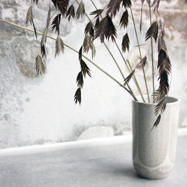 Vase, Light Stone Grey w/ brush strokes (small)