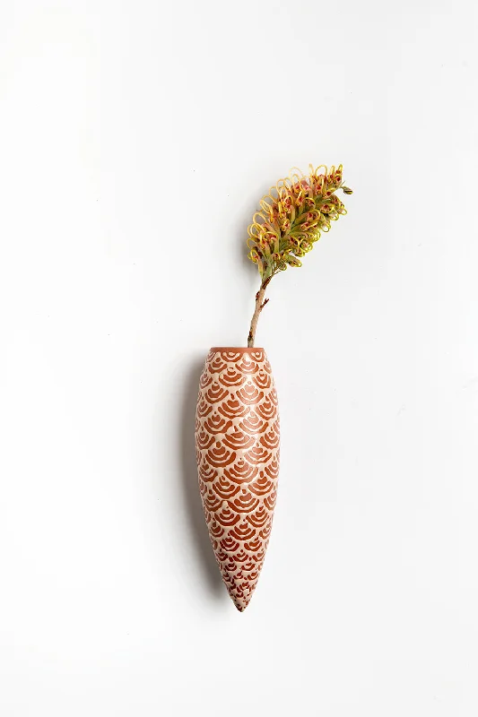 Wall Hanging Vase | Brick with Beige Japanese Bows