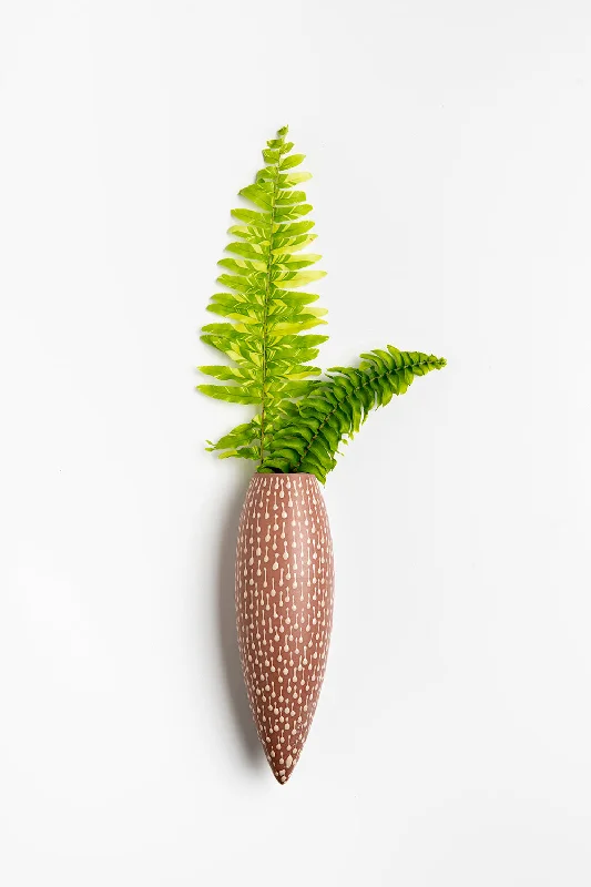 Wall Hanging Vase | Indian red with Cream Rain