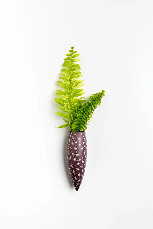 Wall Hanging Vase | Purple with Beige Stars