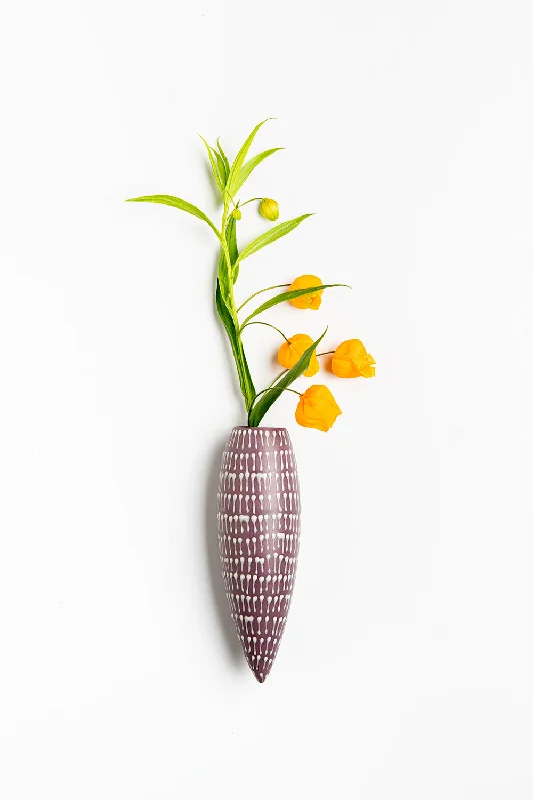 Wall Hanging Vase | Purple with Beige Sticks