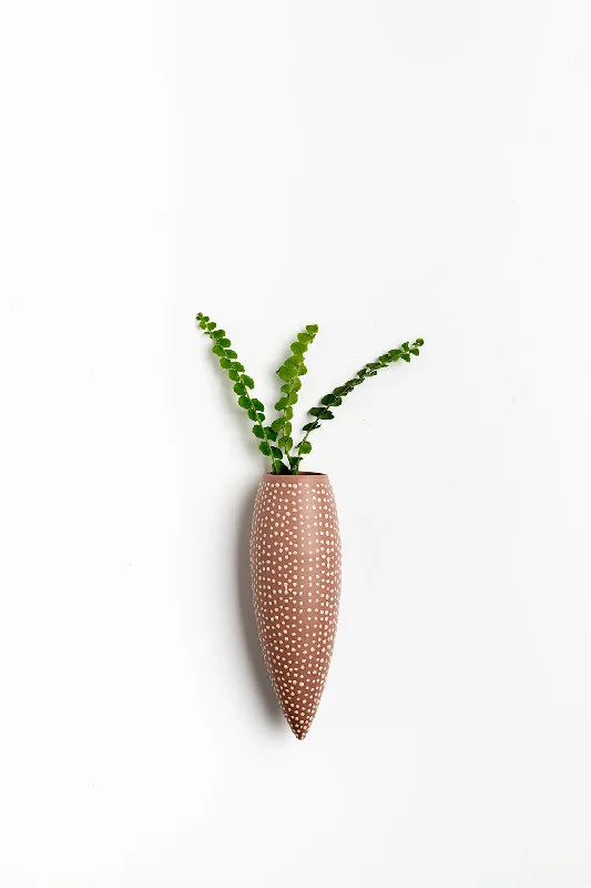 Wall Hanging Vase | Indian red with Cream Dots