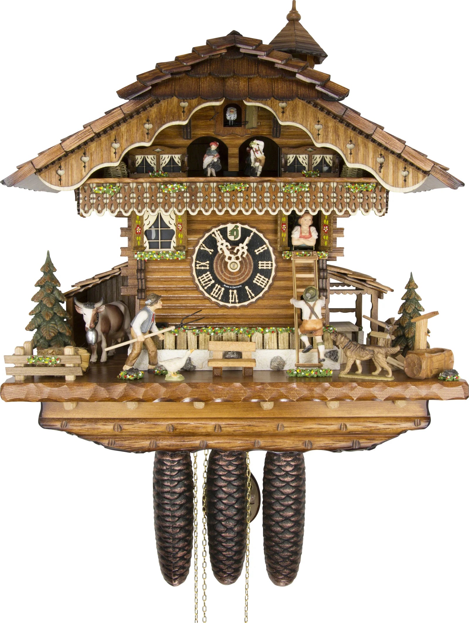 KU8210M - 8 Day Musical Farmer's Daughter Chalet Cuckoo Clock