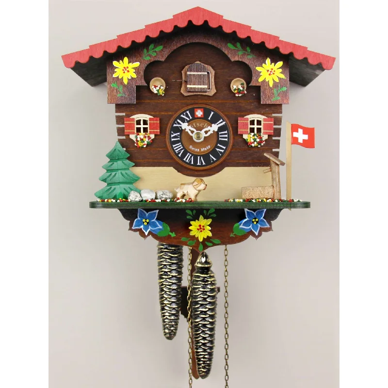 Loetscher- Alpine Flower Chalet Swiss Cuckoo Clock - Made in Switzerland