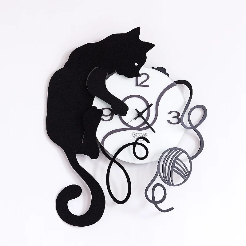 Arti e Mestieri Gatto Gomitolo Wall Clock - Made in Italy