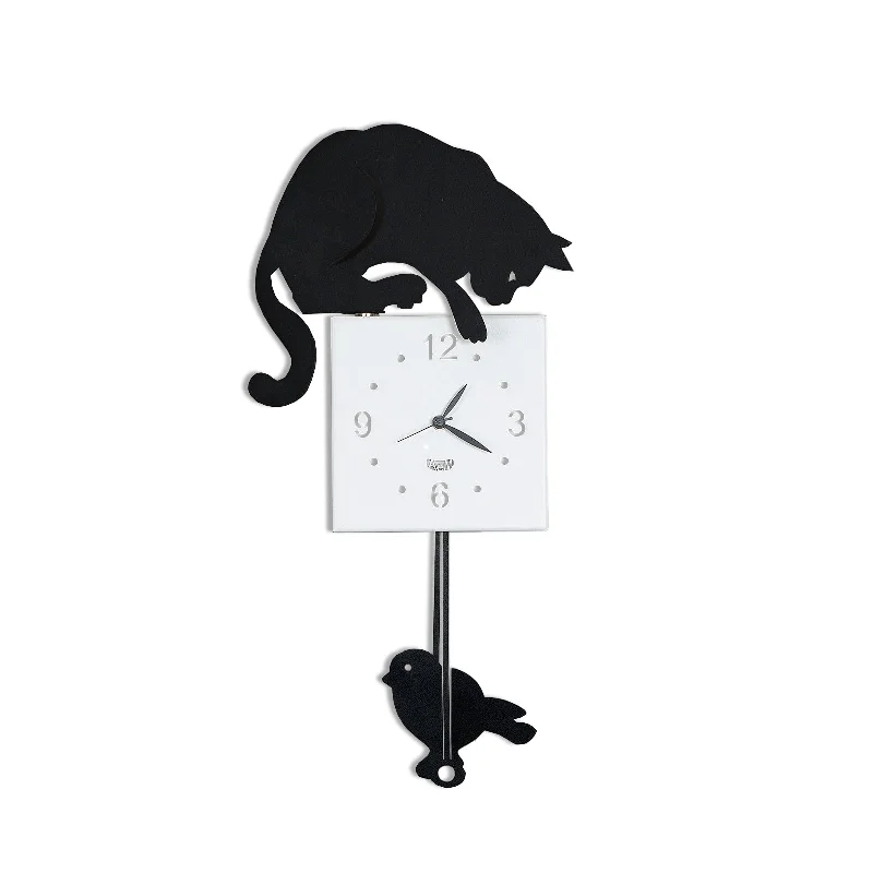 Arti e Mestieri Hunter Cat Pendulum Wall Clock - Made in Italy