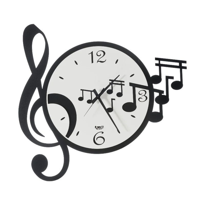 Arti e Mestieri Musica with Key and Musical Notes Wall Clock - Made in Italy