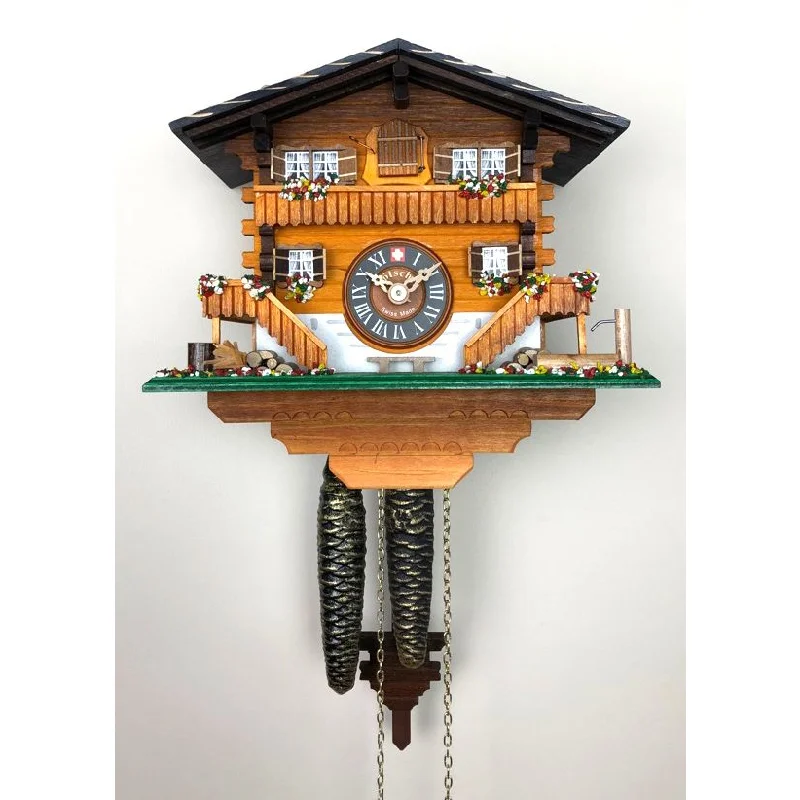 Loetscher - Classic Brienz Chalet In Amber Swiss Cuckoo Clock - Made in Switzerland