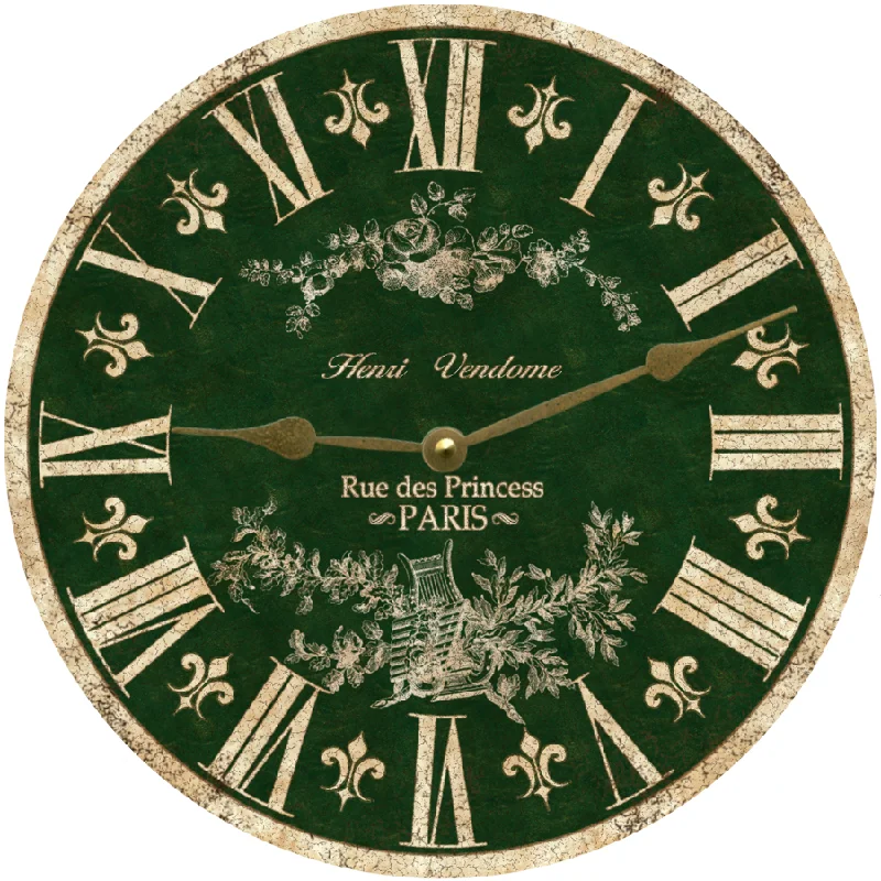 Green Toile French Clock