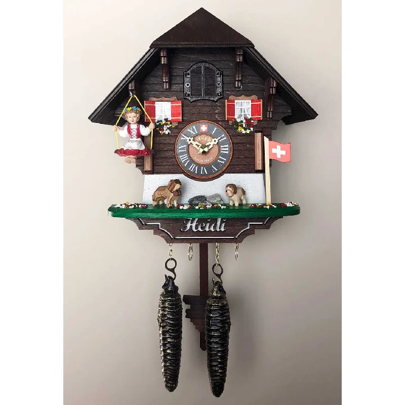 Loetscher - Heidi on the Swing Quartz Swiss Cuckoo Clock - Made in Switzerland