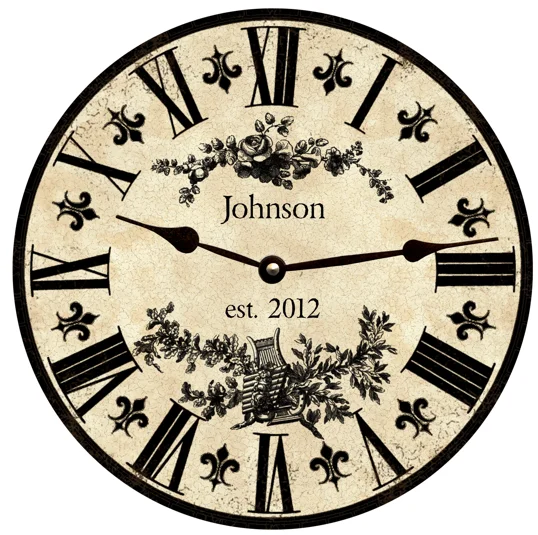 Personalized Clock- Personalized Fleur De Lis Clock