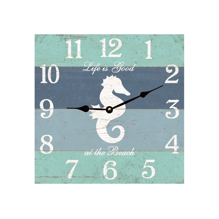 Square Seahorse Mantel Clock - Unique Coastal Decor