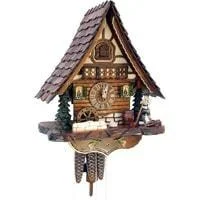 Sternreiter Alpenhorn Black Forest Mechanical Cuckoo Clock #1317 with Animated Waterwheel and Alpenhorn Figure