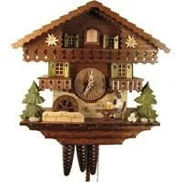 Sternreiter Beer Drinker Black Forest Mechanical Musical Cuckoo Clock #1391 with Swiss chalet, Animated Figure and Waterwheel