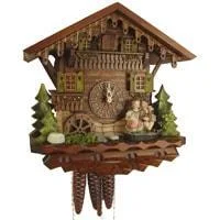 Sternreiter Kissing Couple Black Forest Mechanical Musical Cuckoo Clock #1392 with Swiss chalet, Animated Figurines and Waterwheel