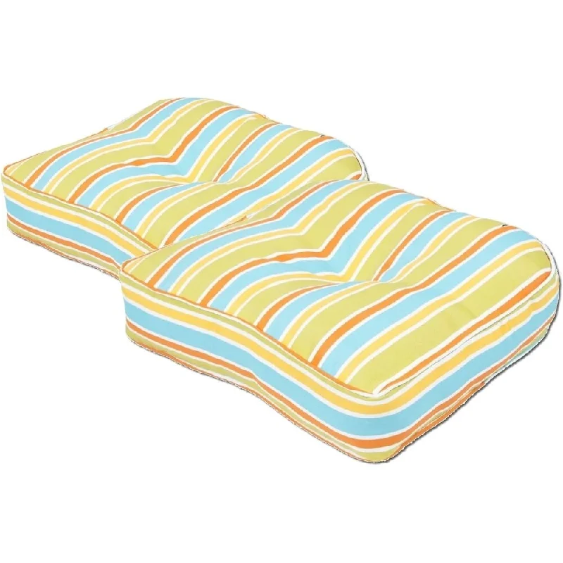 Outdoor Julienne Stripe Citrus Gussett Cushion Set of 2 - 19" x 19"