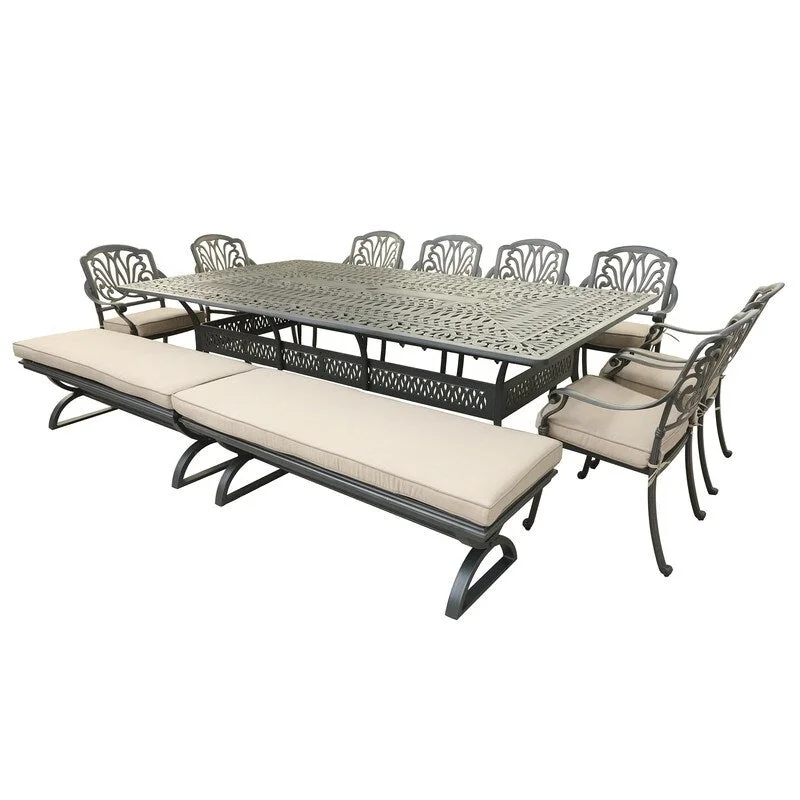 11 Piece Outdoor Aluminum Dining Set with Cushions